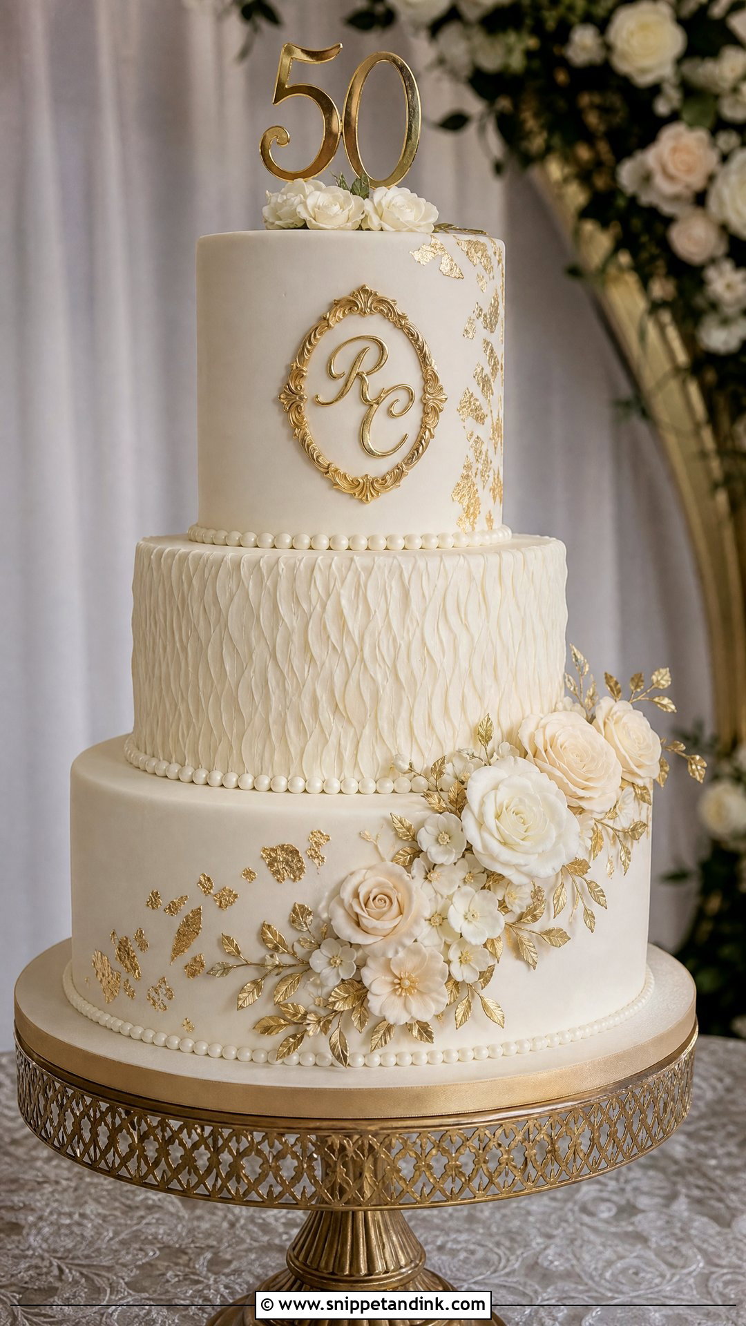 50th Anniversary Three Tier Cake - Snippet and Ink - 25 50th Anniversary Cake Ideas