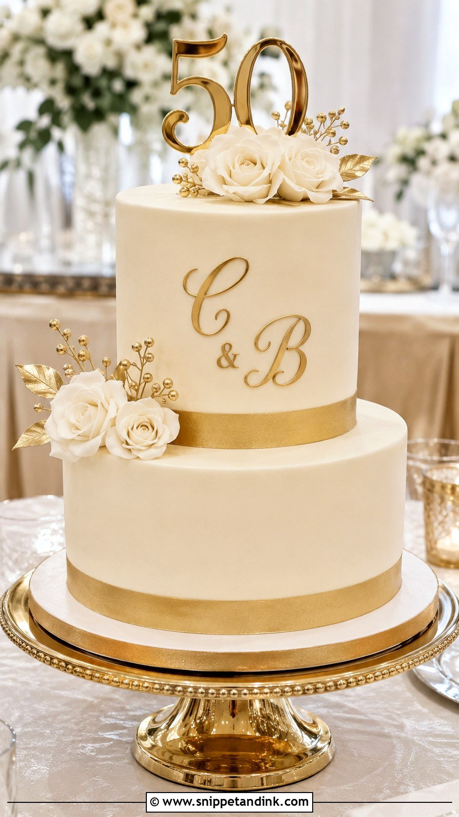 50th Anniversary Two Tier Cake - Snippet and Ink - 20 50 Year Anniversary Cake Ideas