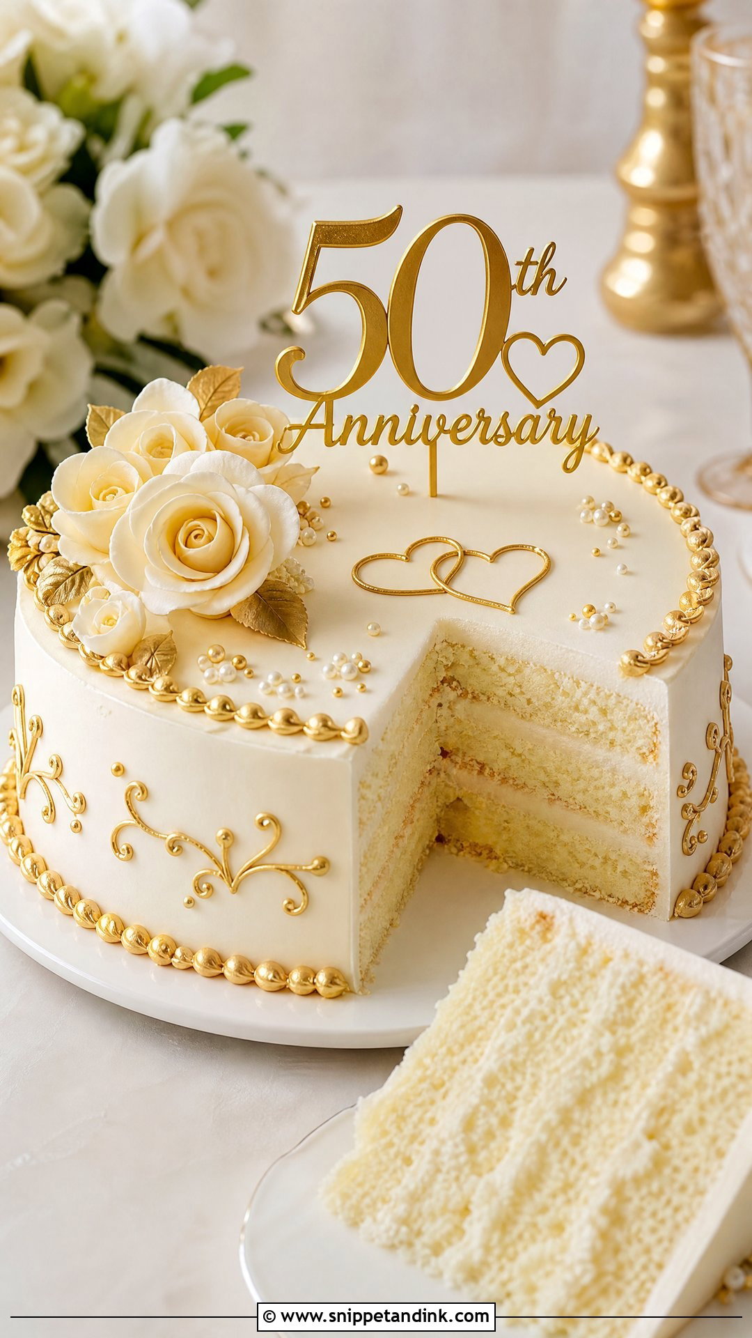 50th Anniversary Vanilla Cake - Snippet and Ink - 25 50th Anniversary Cake Ideas
