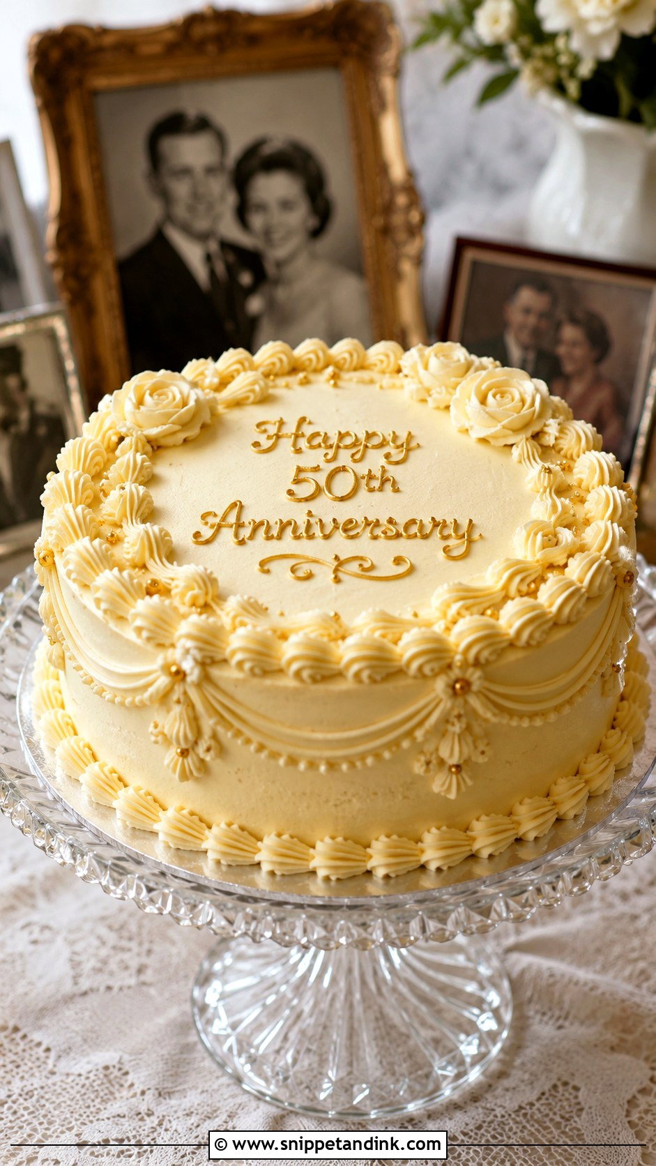 50th Anniversary Vintage Cake - Snippet and Ink - 20 50 Year Anniversary Cake Ideas