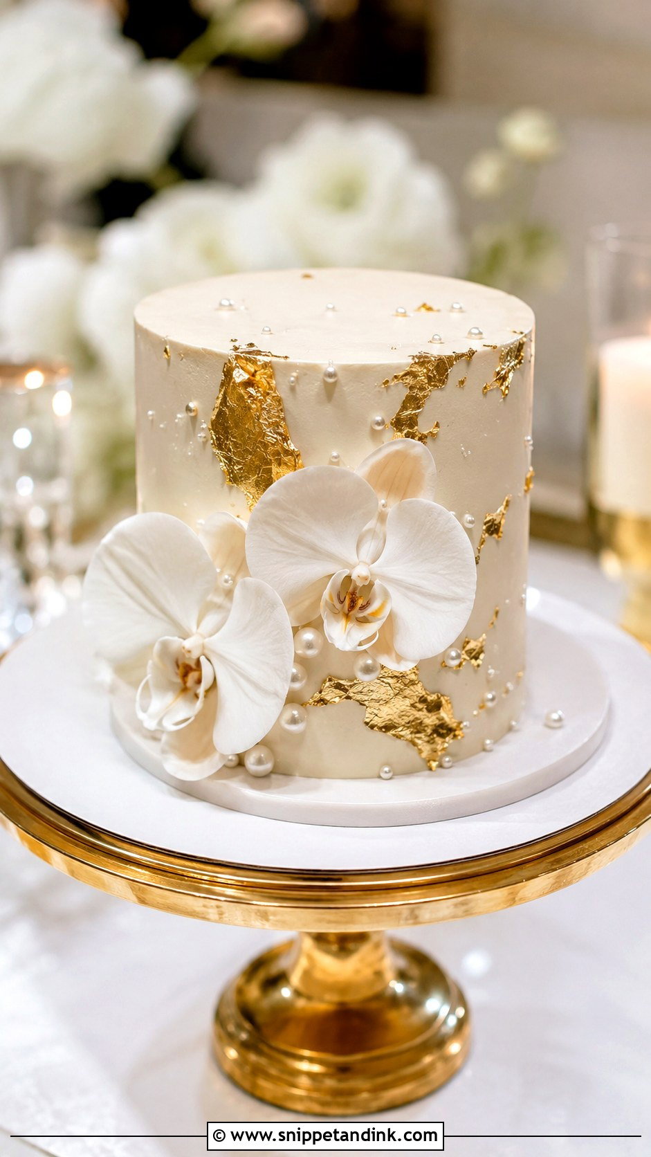 6 Inch Gold Leaf Wedding Cake - Snippet and Ink - 20 6 Inch Cake Ideas for Wedding