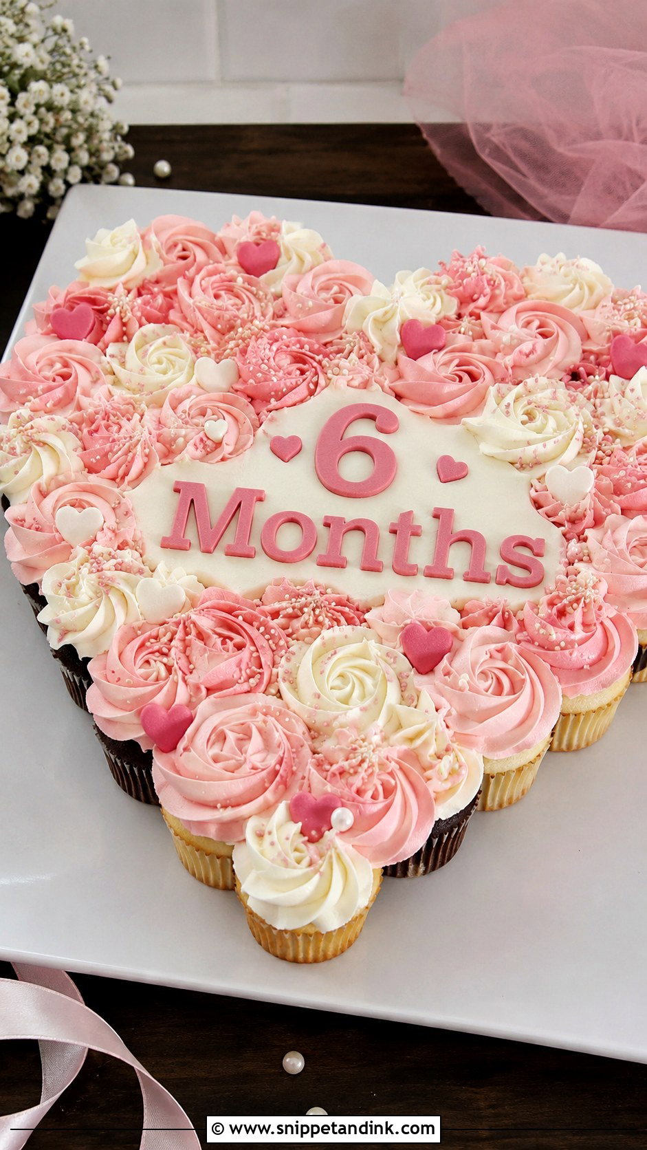 6 Month Anniversary Cupcake Cake - Snippet and Ink - 20 6 Month Anniversary Cake Ideas