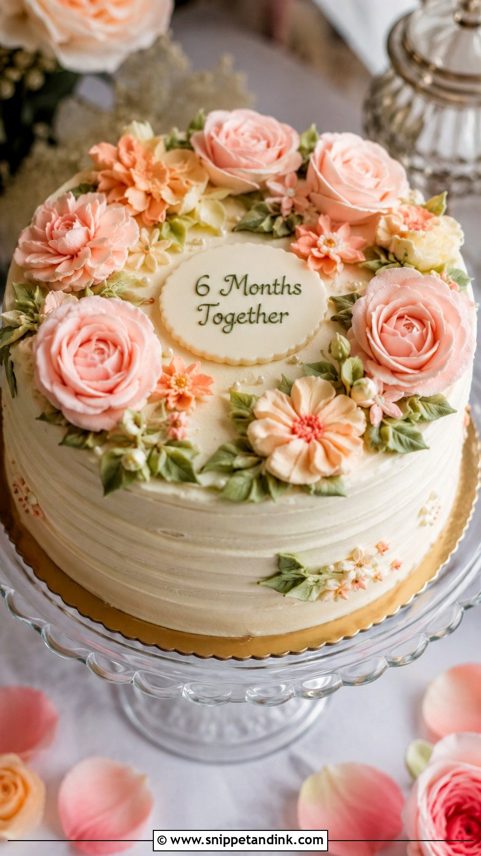 6 Month Anniversary Floral Cake - Snippet and Ink - 20 6 Month Anniversary Cake Ideas