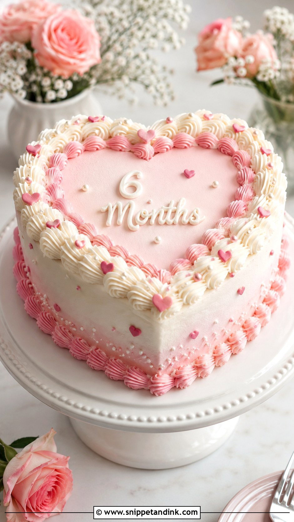 6 Month Anniversary Heart Cake - Snippet and Ink - 20 6 Month Anniversary Cake Ideas