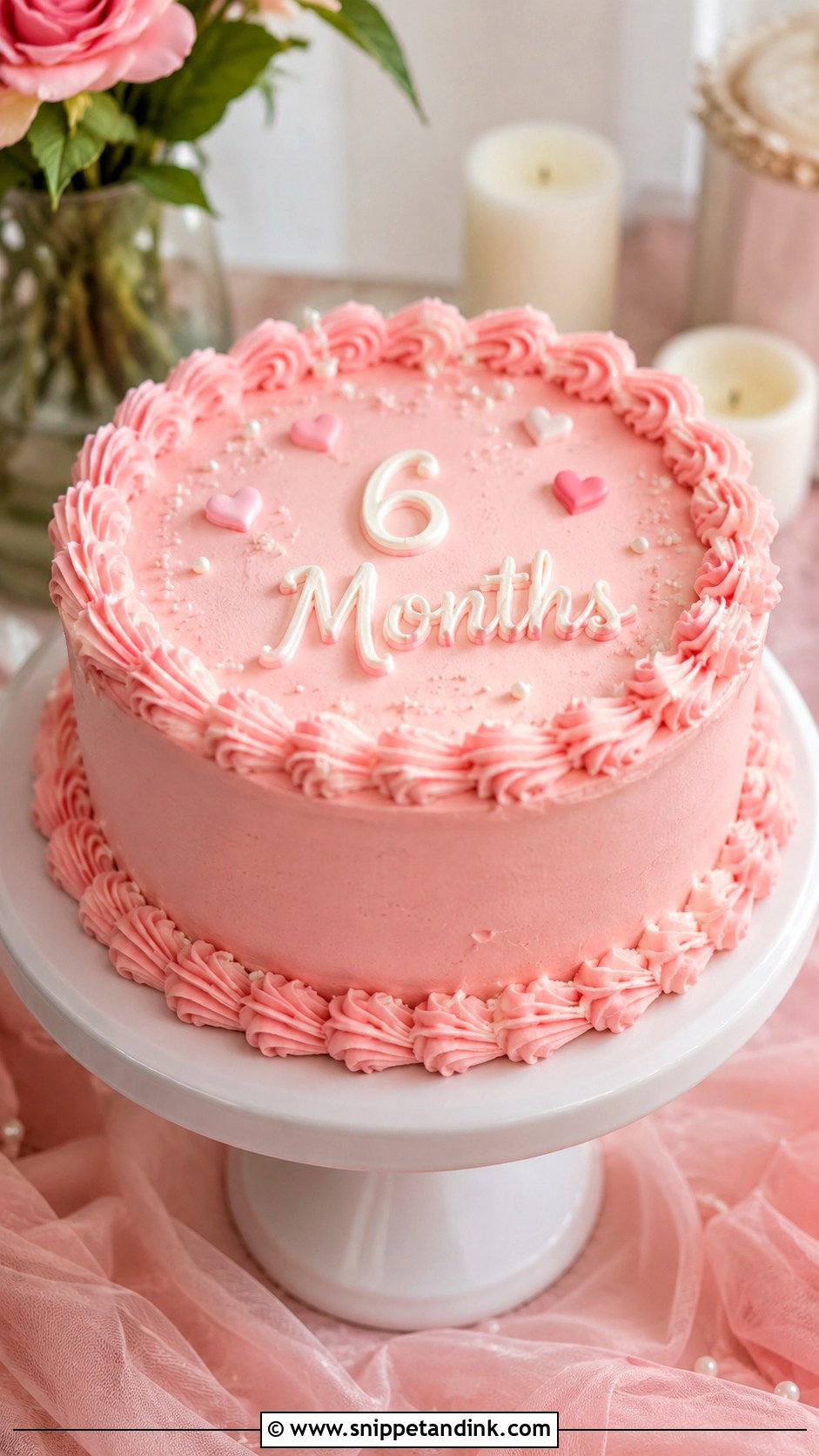 6 Month Anniversary Pink Cake - Snippet and Ink - 20 6 Month Anniversary Cake Ideas