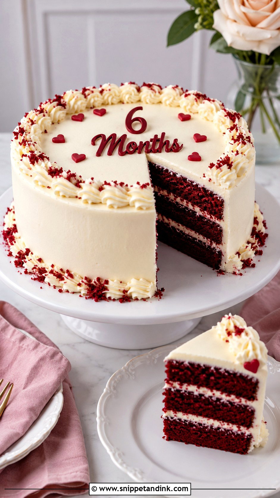 6 Month Anniversary Red Velvet Cake - Snippet and Ink - 20 6 Month Anniversary Cake Ideas