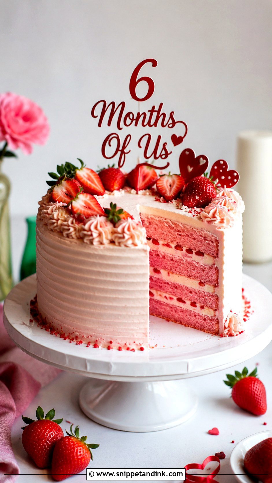 6 Month Anniversary Strawberry Cake - Snippet and Ink - 20 6 Month Anniversary Cake Ideas