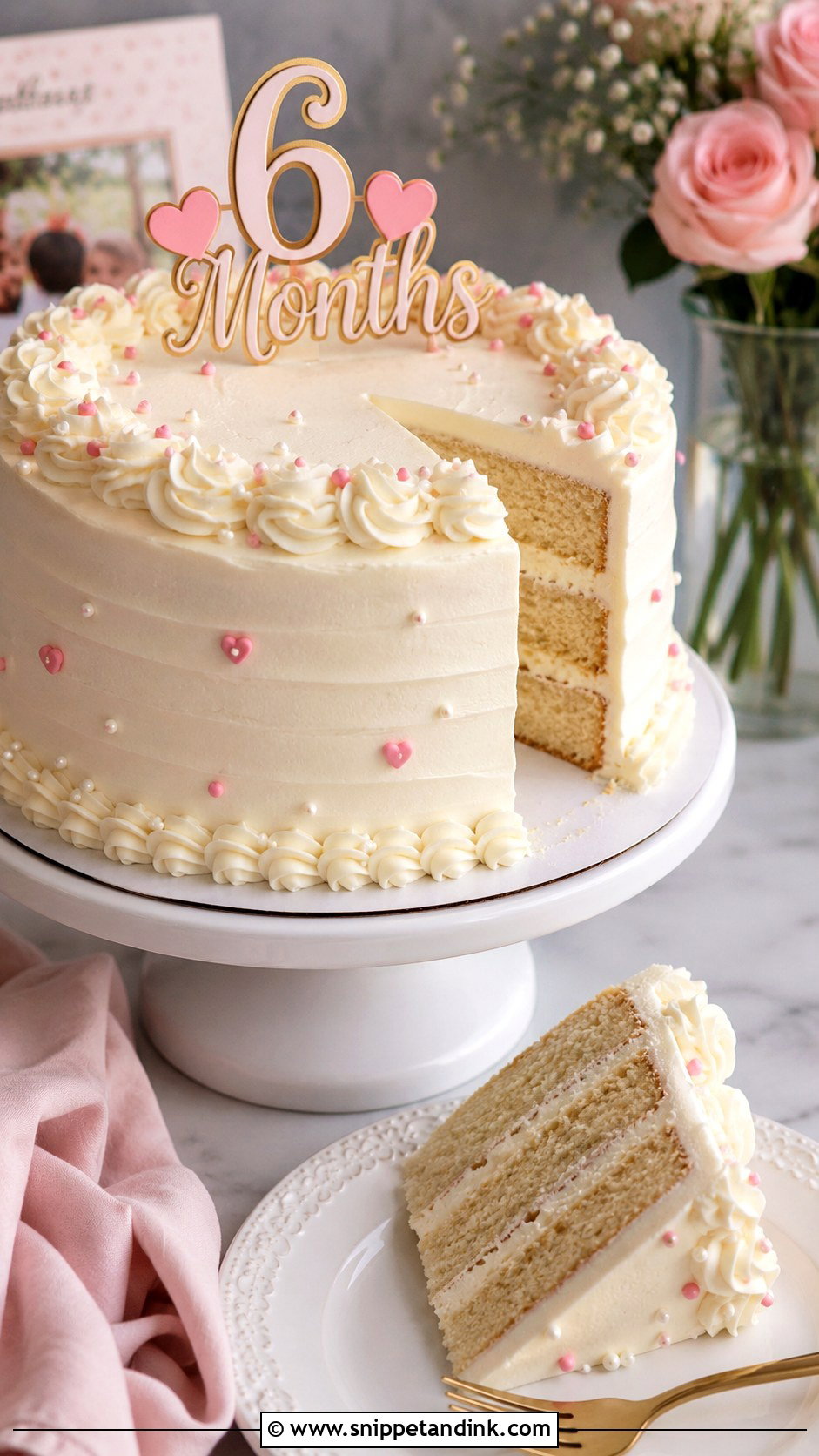6 Month Anniversary Vanilla Cake - Snippet and Ink - 20 6 Month Anniversary Cake Ideas