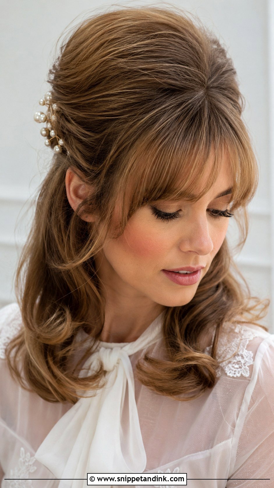 60s Bridal Hair With Bangs - Snippet and Ink - 20 60s Bridal Hair Ideas
