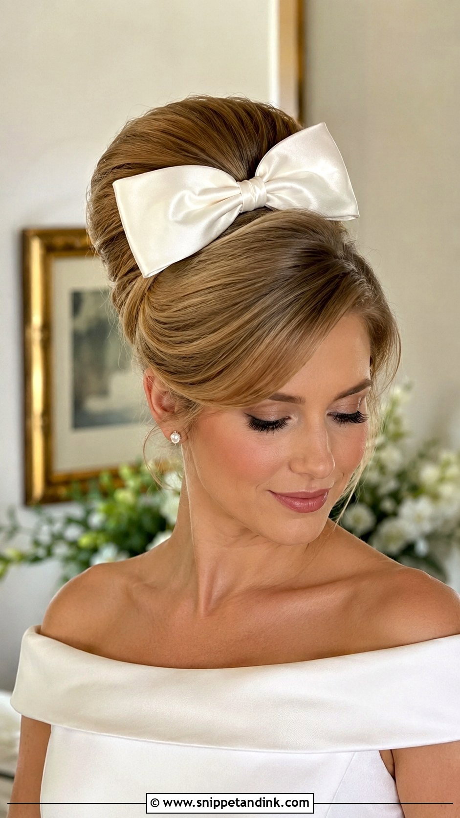60s Bridal Updo With Bow - Snippet and Ink - 25 60s Wedding Hair Ideas