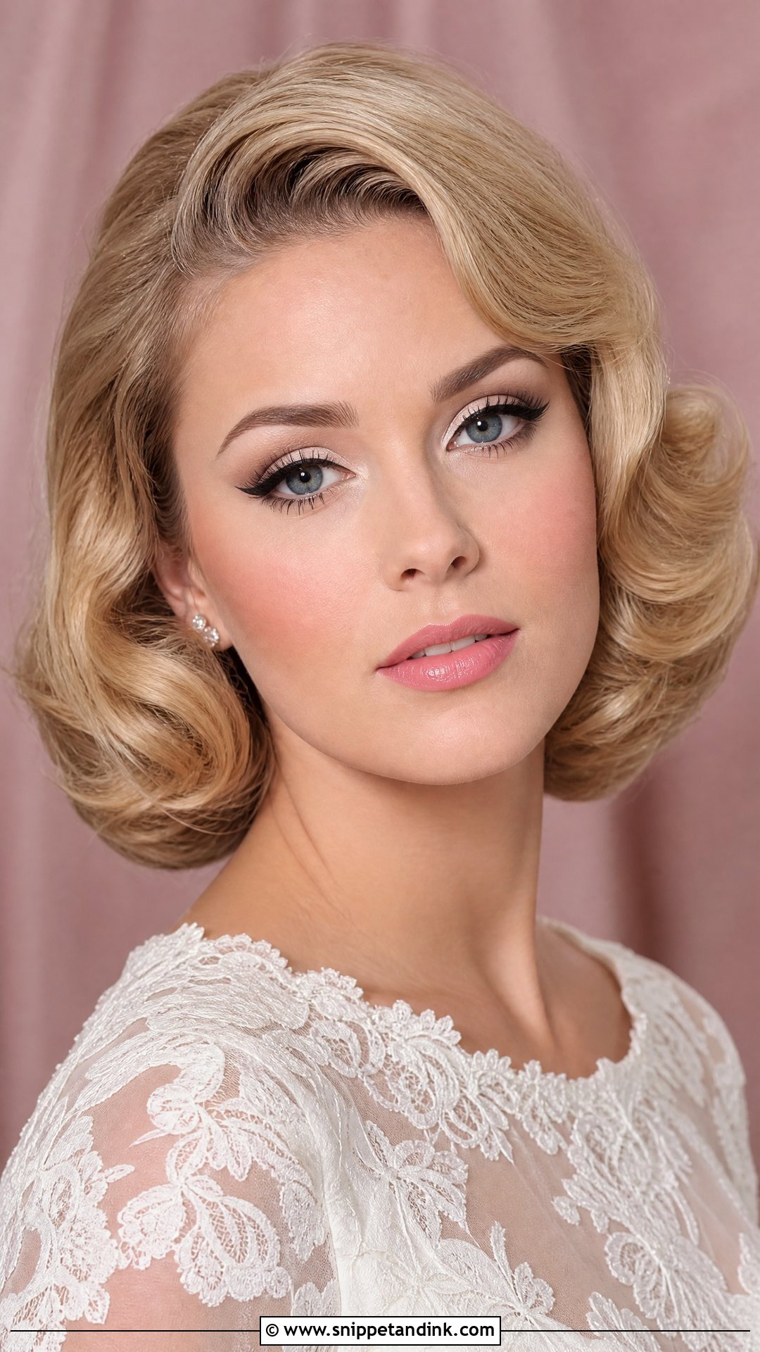 60s Pink Lip Wedding Makeup - Snippet and Ink - 20 60s Wedding Makeup Ideas