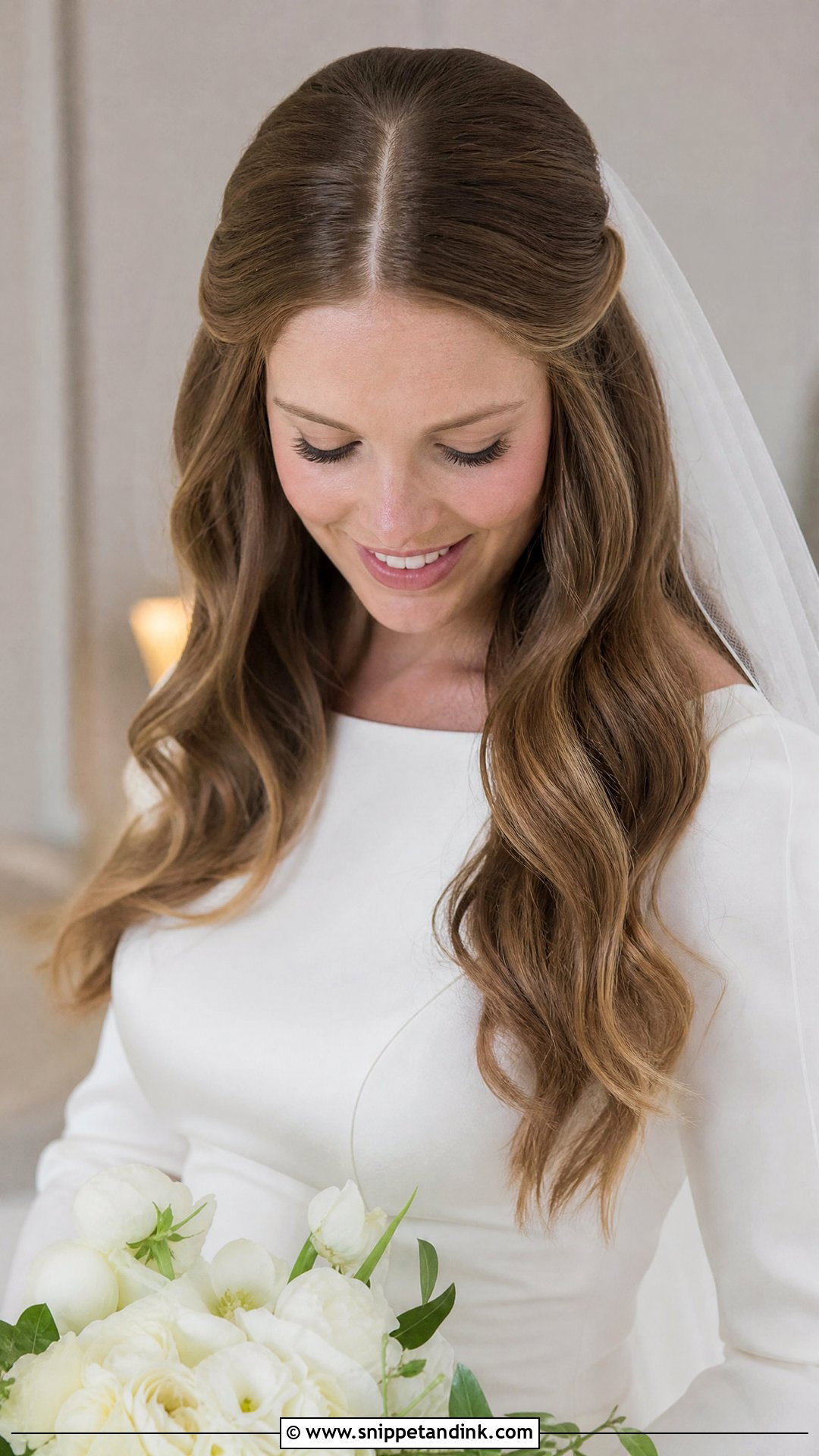 70s Bridal Hair With A Center Part - Snippet and Ink - 15 70s Bridal Hair Ideas