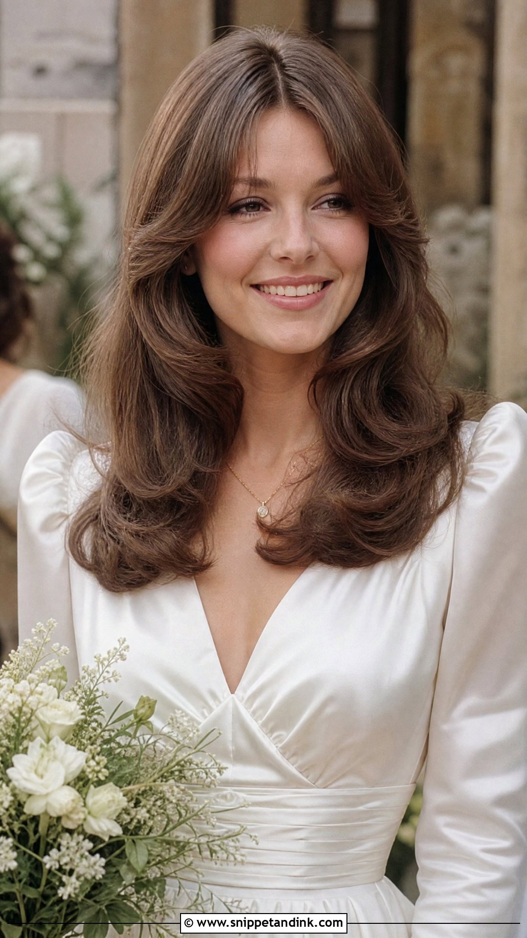 70s Bridal Hair With Feathered Layers - Snippet and Ink - 15 70s Bridal Hair Ideas