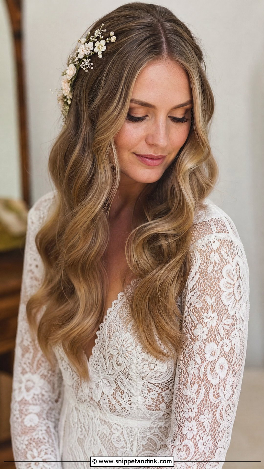 70s Bridal Hair With Long Loose Waves - Snippet and Ink - 15 70s Bridal Hair Ideas