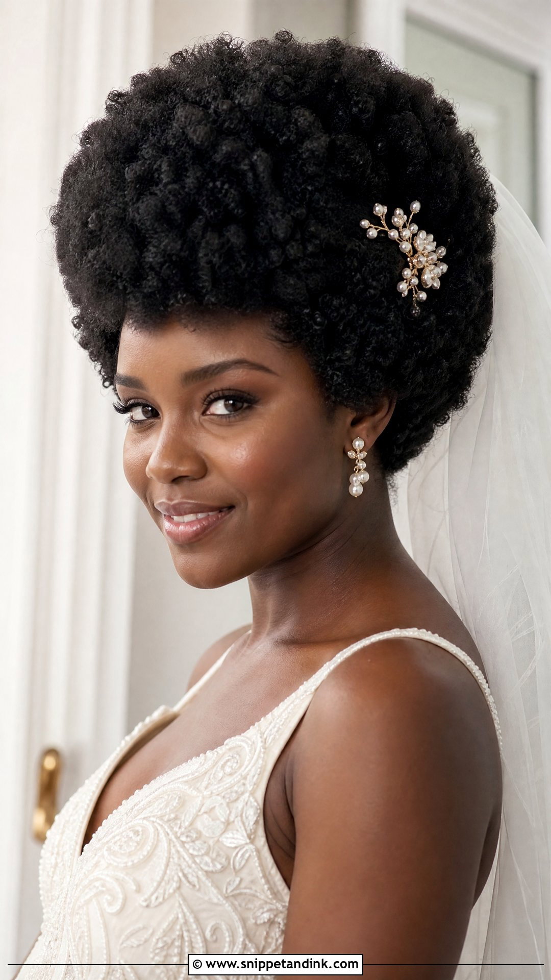 70s Bridal Hair With Natural Afro - Snippet and Ink - 15 70s Bridal Hair Ideas