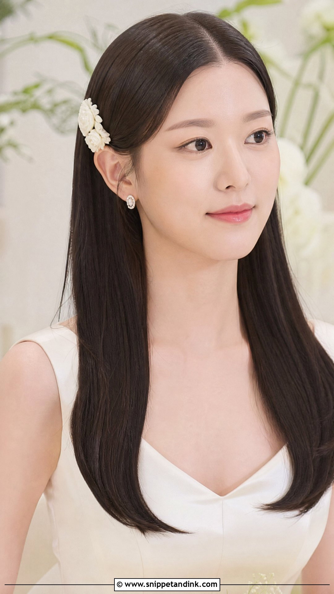 70s Bridal Hair With Straight Long Hair - Snippet and Ink - 15 70s Bridal Hair Ideas