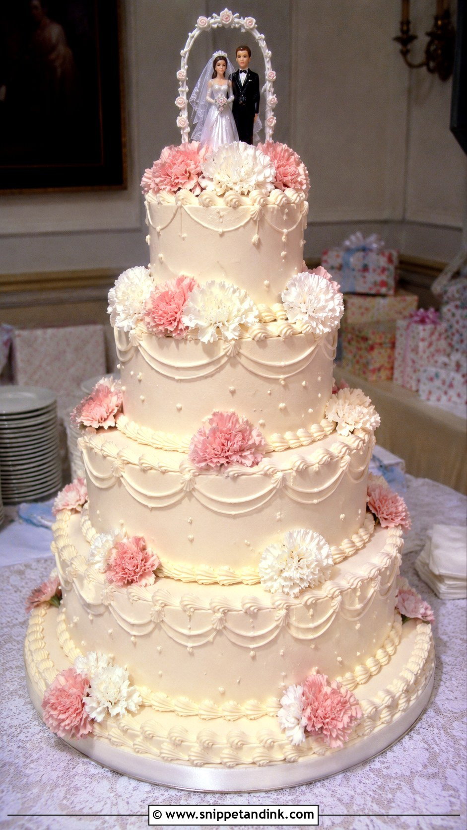 80s Style Wedding Cake With Carnations - Snippet and Ink - 35 80s Style Wedding Cake Ideas