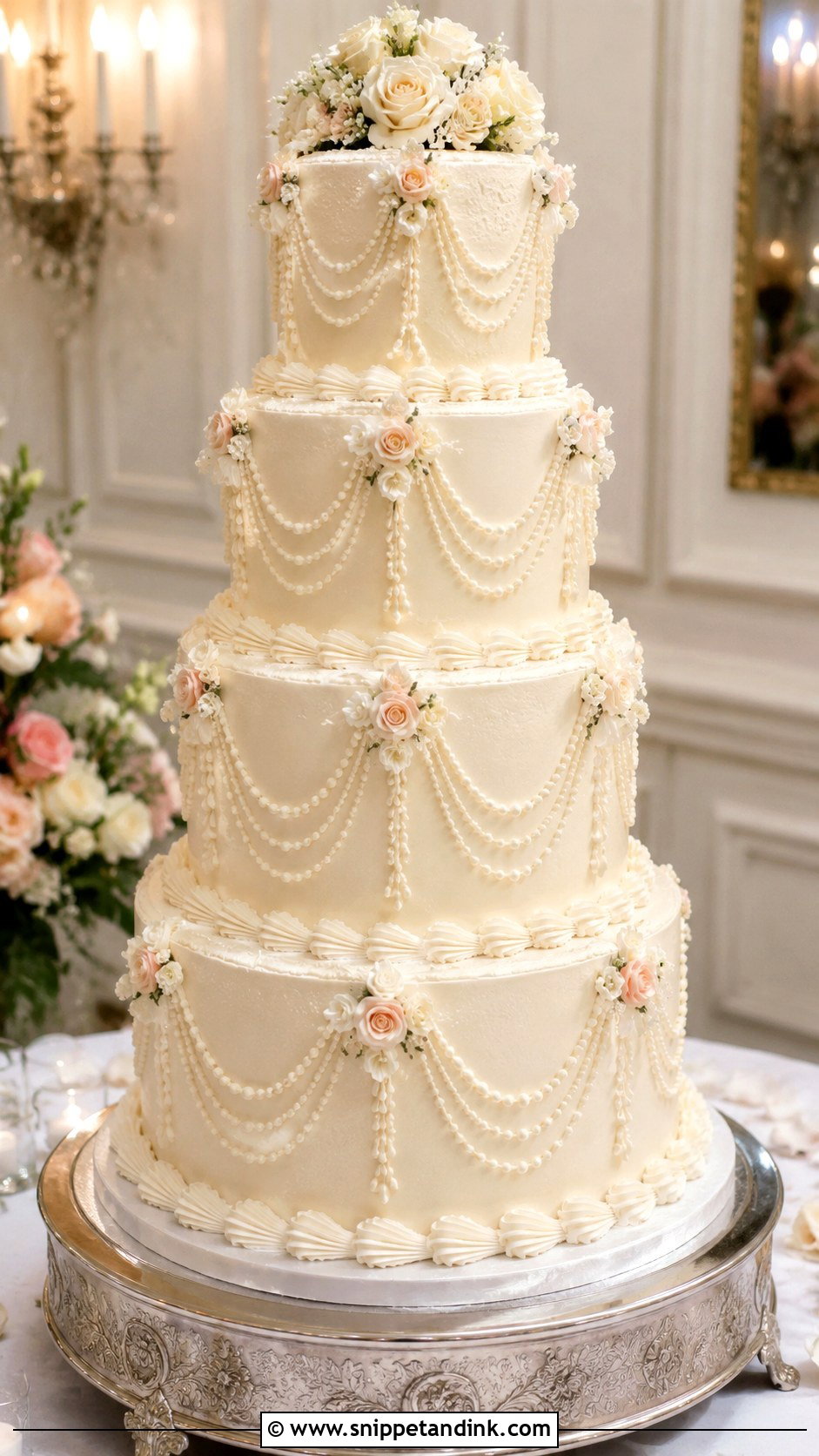 80s Style Wedding Cake With Drop Strings - Snippet and Ink - 35 80s Style Wedding Cake Ideas