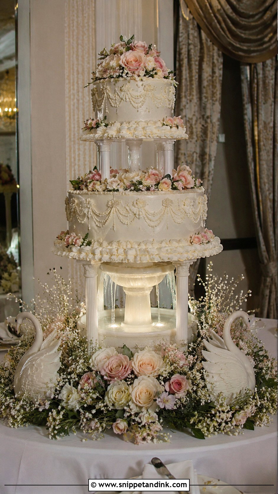 80s Style Wedding Cake With Fountain - Snippet and Ink - 35 80s Style Wedding Cake Ideas