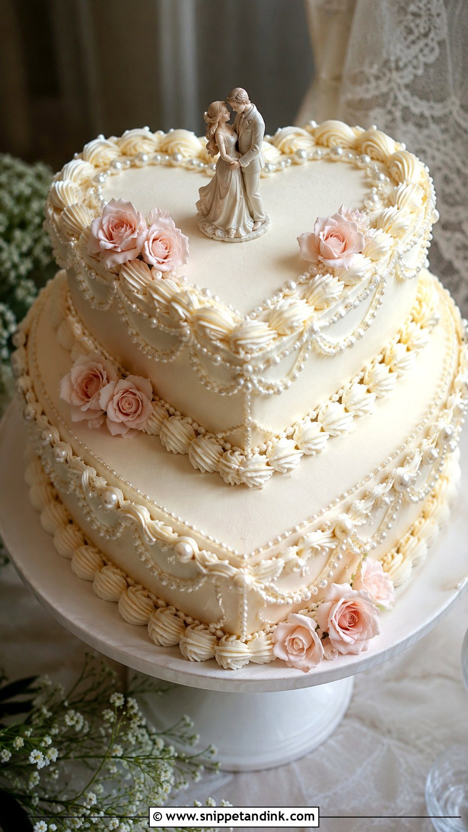 80s Style Wedding Cake With Heart Shape - Snippet and Ink - 35 80s Style Wedding Cake Ideas