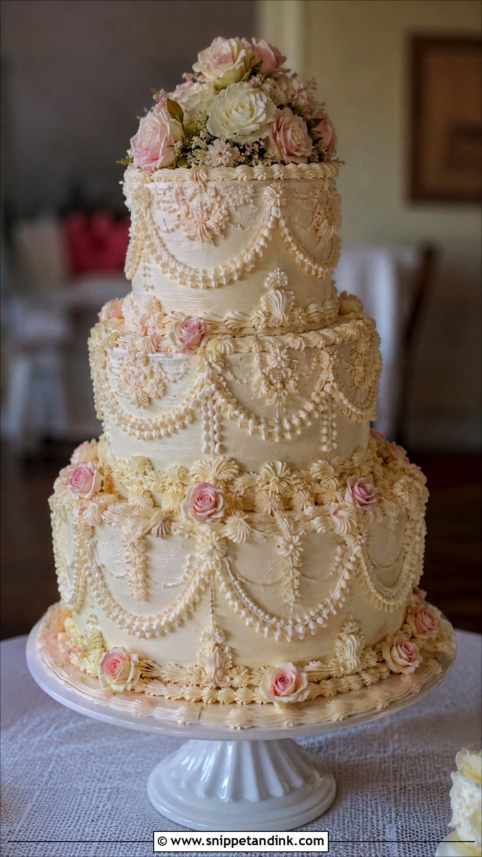 80s Style Wedding Cake With Lambeth Piping - Snippet and Ink - 35 80s Style Wedding Cake Ideas