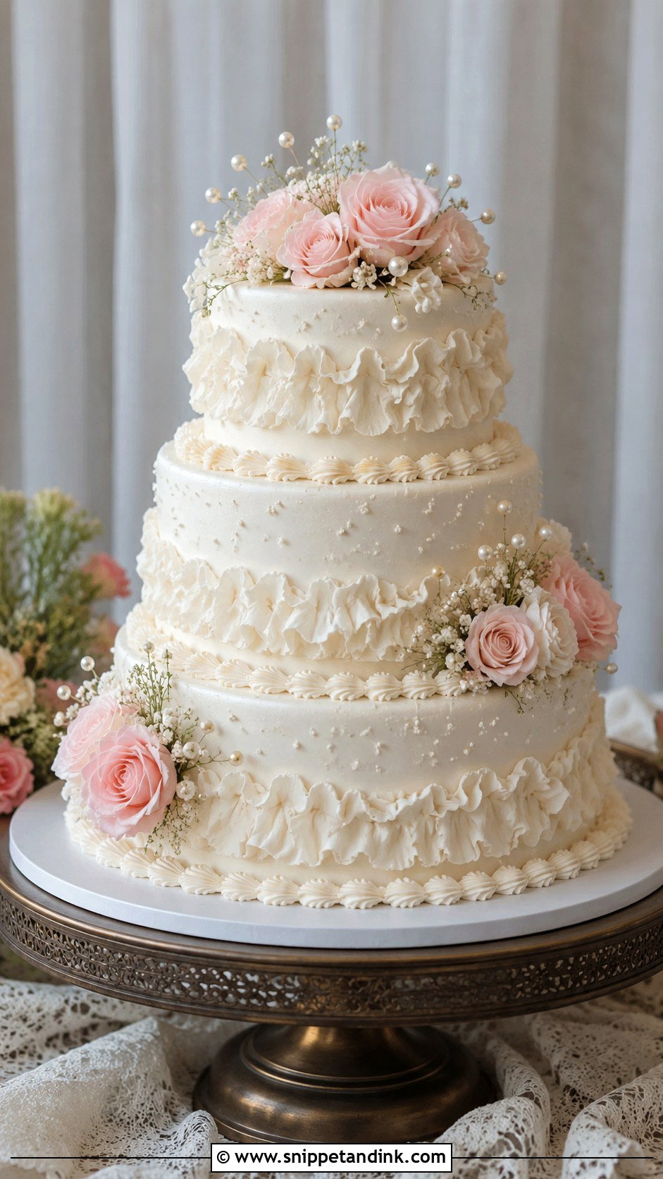 80s Style Wedding Cake With Ruffles - Snippet and Ink - 35 80s Style Wedding Cake Ideas