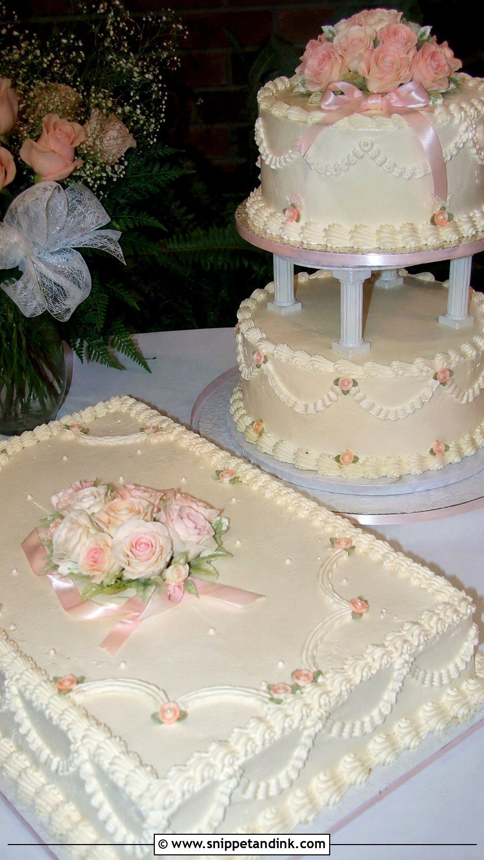 80s Style Wedding Cake With Sheet Cake Display - Snippet and Ink - 35 80s Style Wedding Cake Ideas
