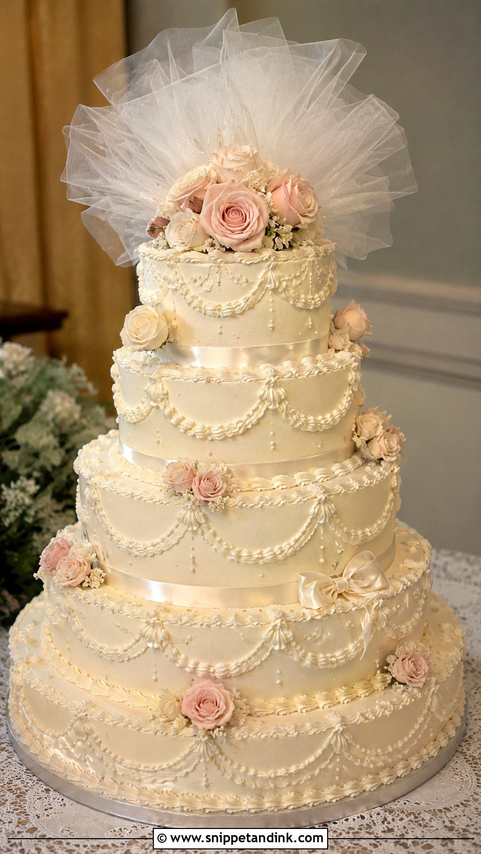 80s Style Wedding Cake With Tulle Topper - Snippet and Ink - 35 80s Style Wedding Cake Ideas
