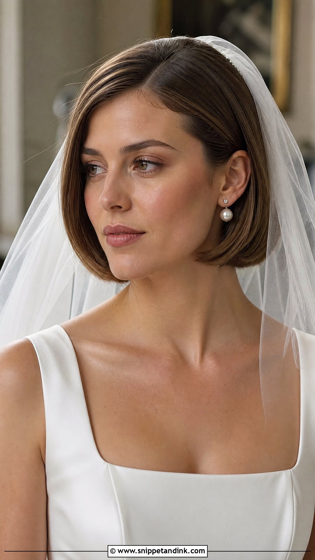 90s Bob Wedding Hair With Veil - Snippet and Ink - 15 90s Wedding Hairstyles