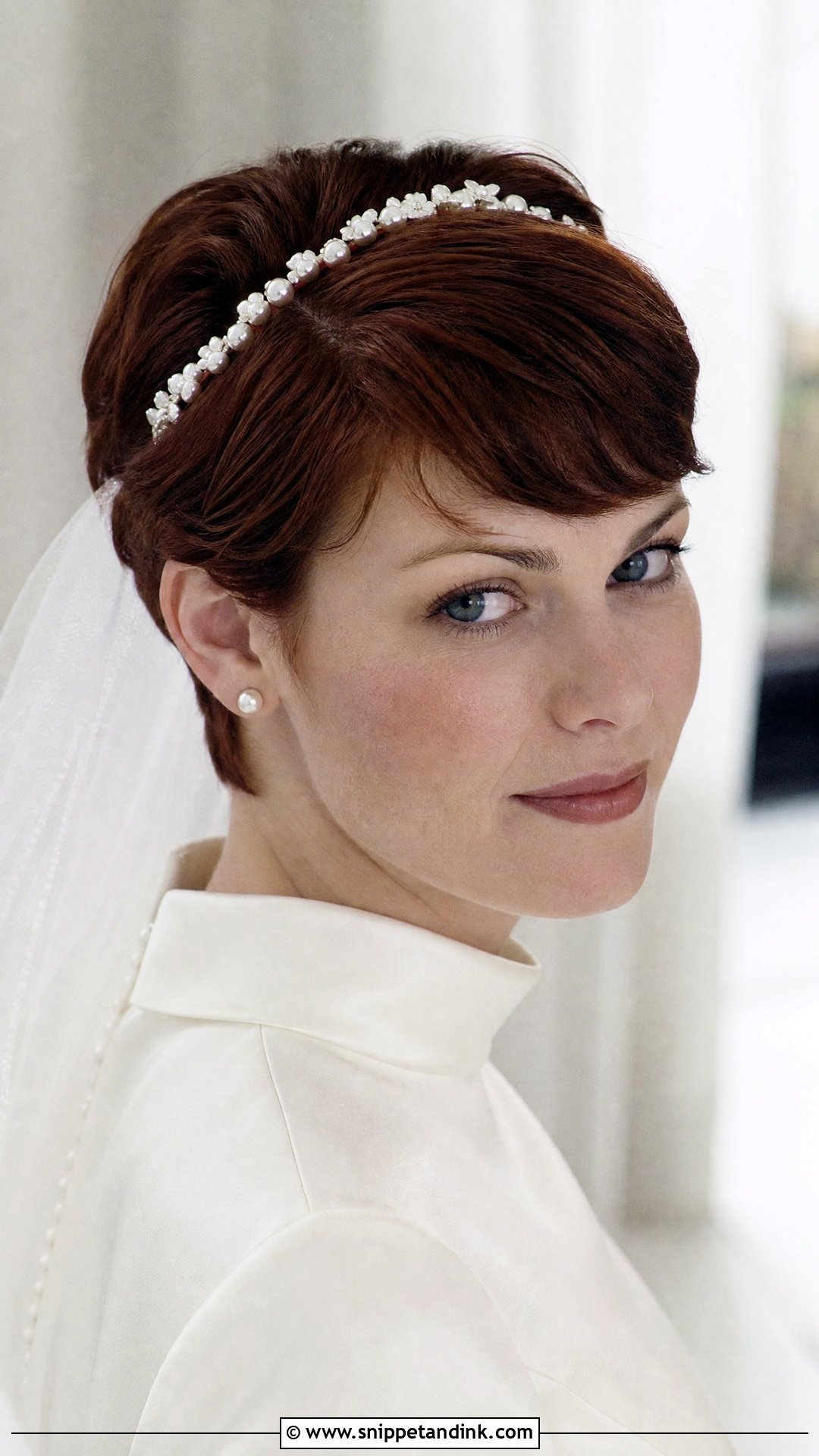 90s Pixie Wedding Hair With Headband - Snippet and Ink - 15 90s Wedding Hairstyles