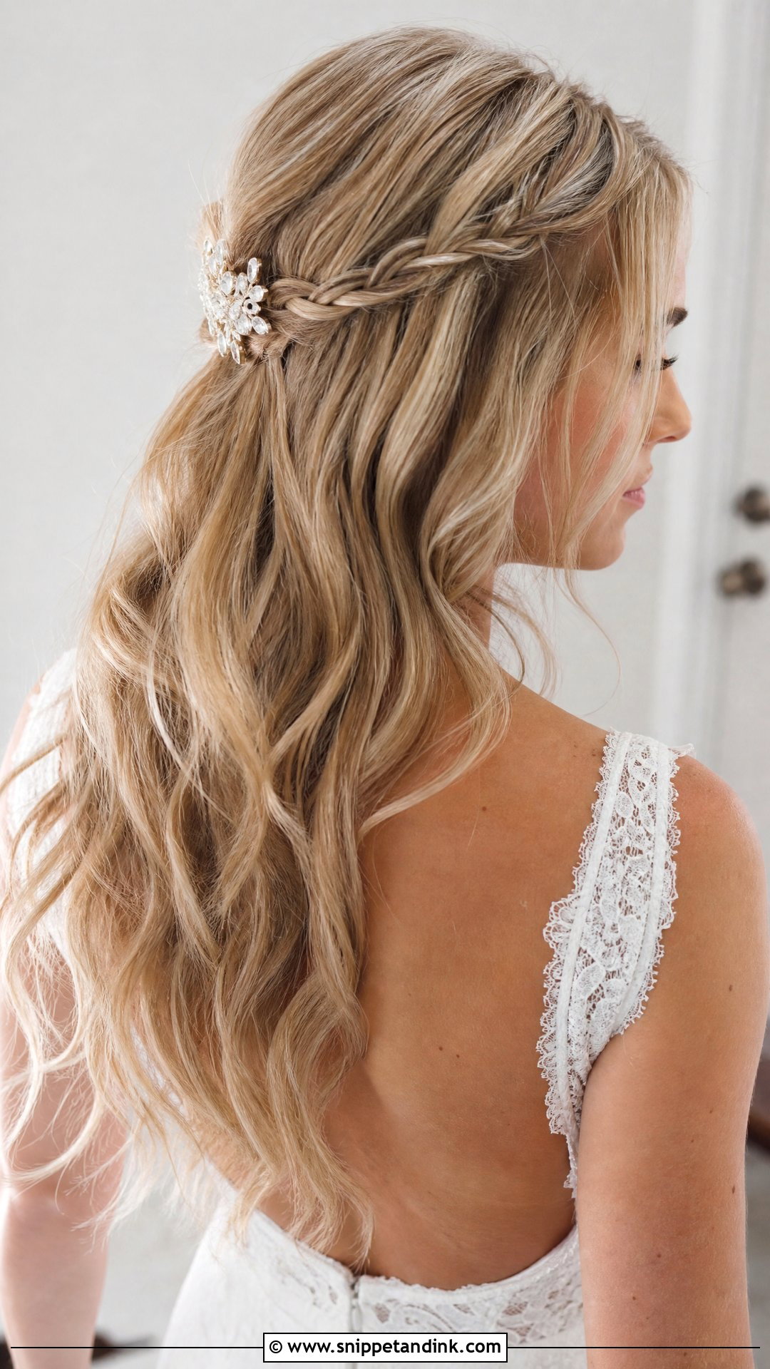 Accent Braid Half Up Half Down Bridal Look - Snippet and Ink - 20 Half-Up Half-Down Wedding Hair Braids