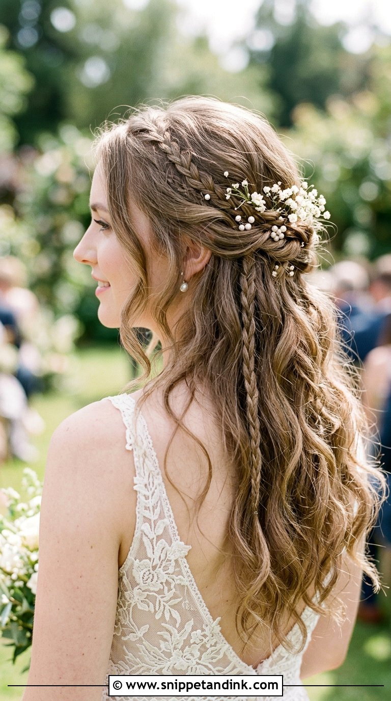 Accent Braid Half Up Half Down Hair - Snippet and Ink - 20 Braided Half-Up Half-Down Wedding Hair Ideas