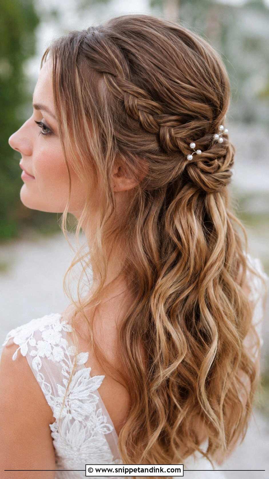 Accent Braid Half Up Wedding Hair - Snippet and Ink - 25 Half-Up Half-Down Wedding Hair Braid Ideas