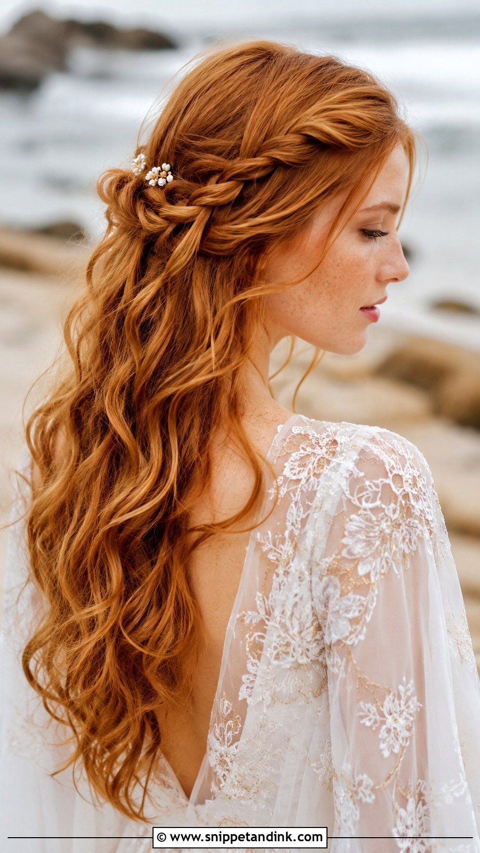 Accent Braid with Loose Waves - Snippet and Ink - 25 Bridal Braids for Long Hair