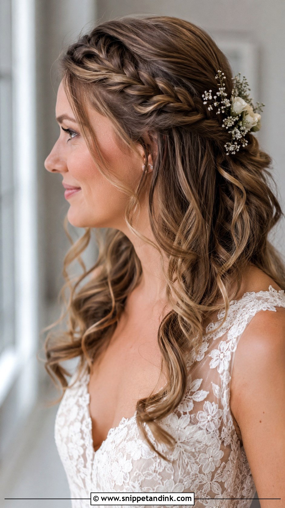 Accent Braids With Half Up Curls - Snippet and Ink - 20 Wedding Braids for Long Hair