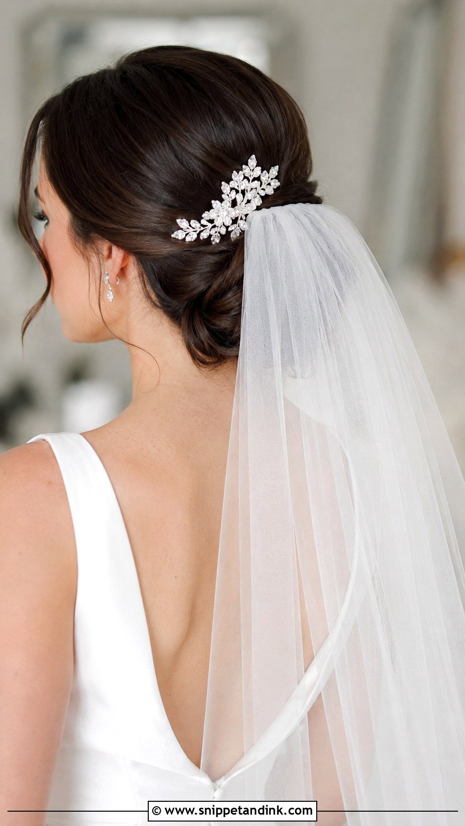 Accented Veil Wedding Hairstyle - Snippet and Ink - 25 Cute Wedding Hairstyles