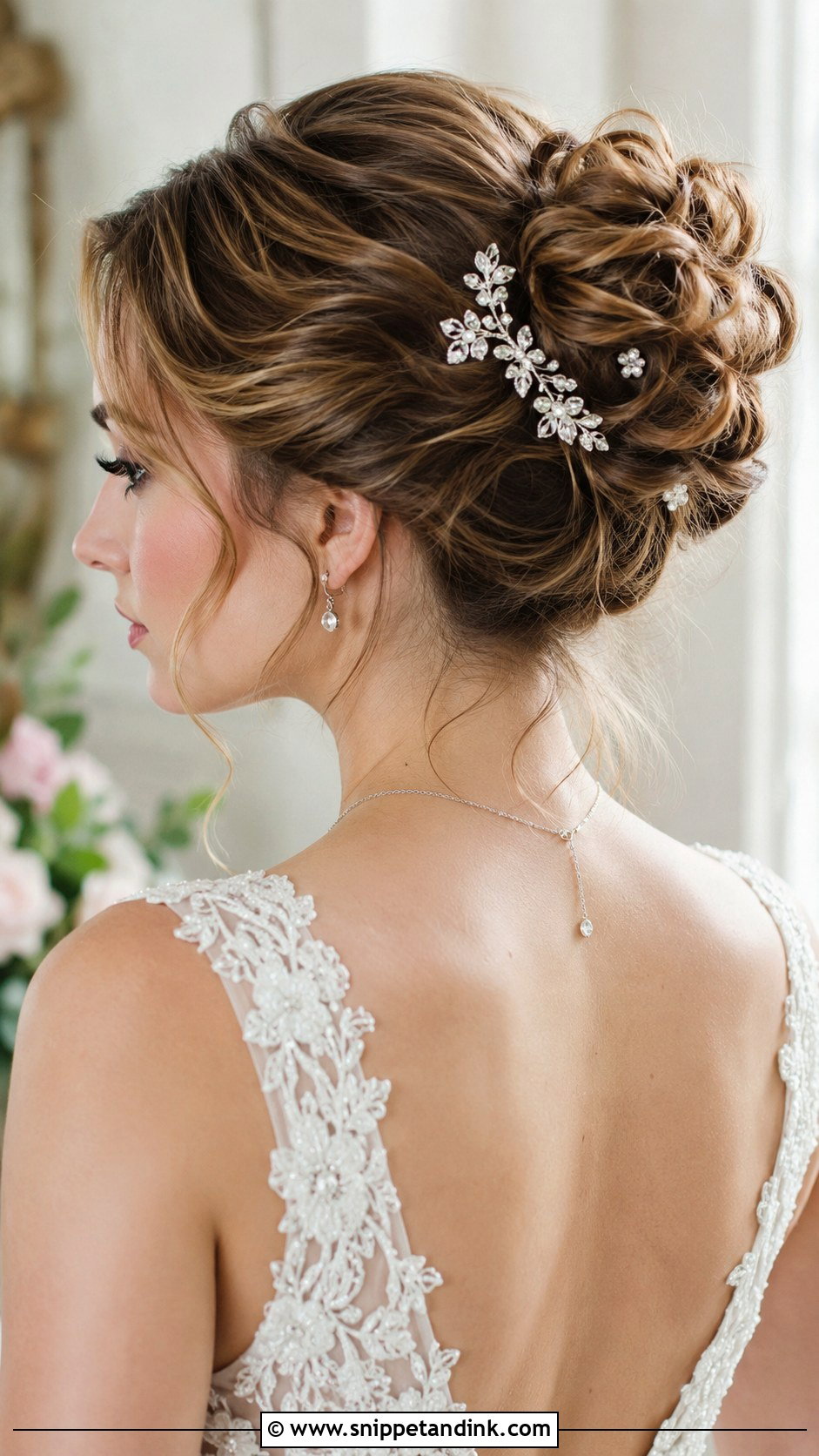 Accessorized Bun Updo for Medium Hair - Snippet and Ink - 30 Wedding Updos for Medium Hair