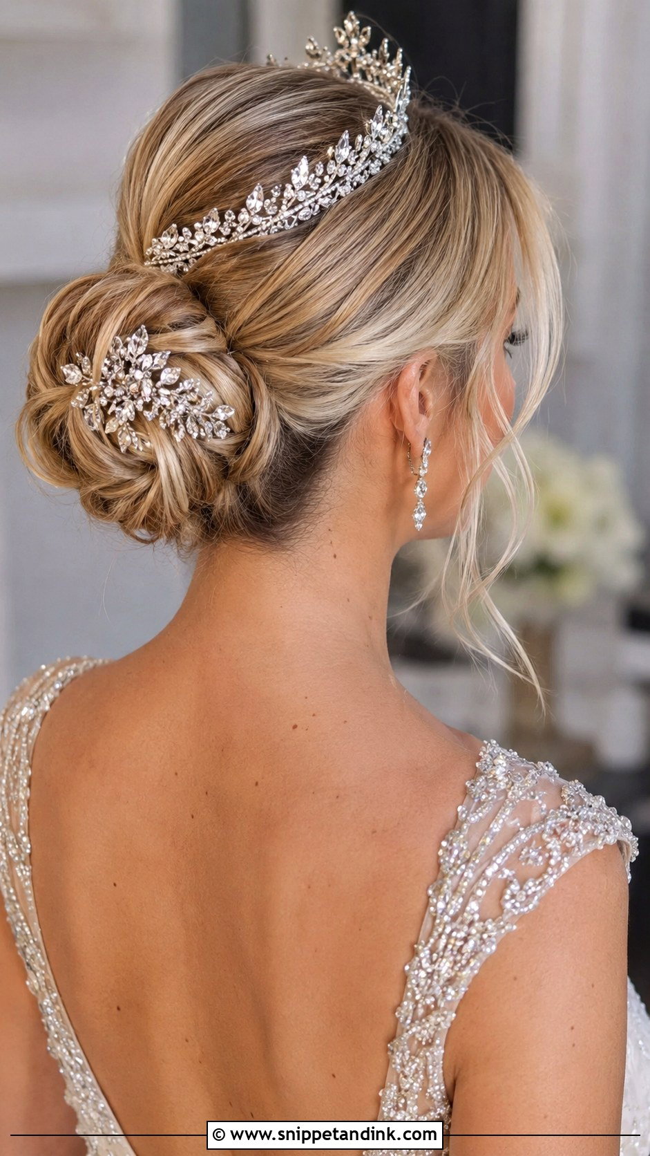 Accessorized Bun Wedding Hairstyle - Snippet and Ink - 30 Wedding Bun Hairstyles