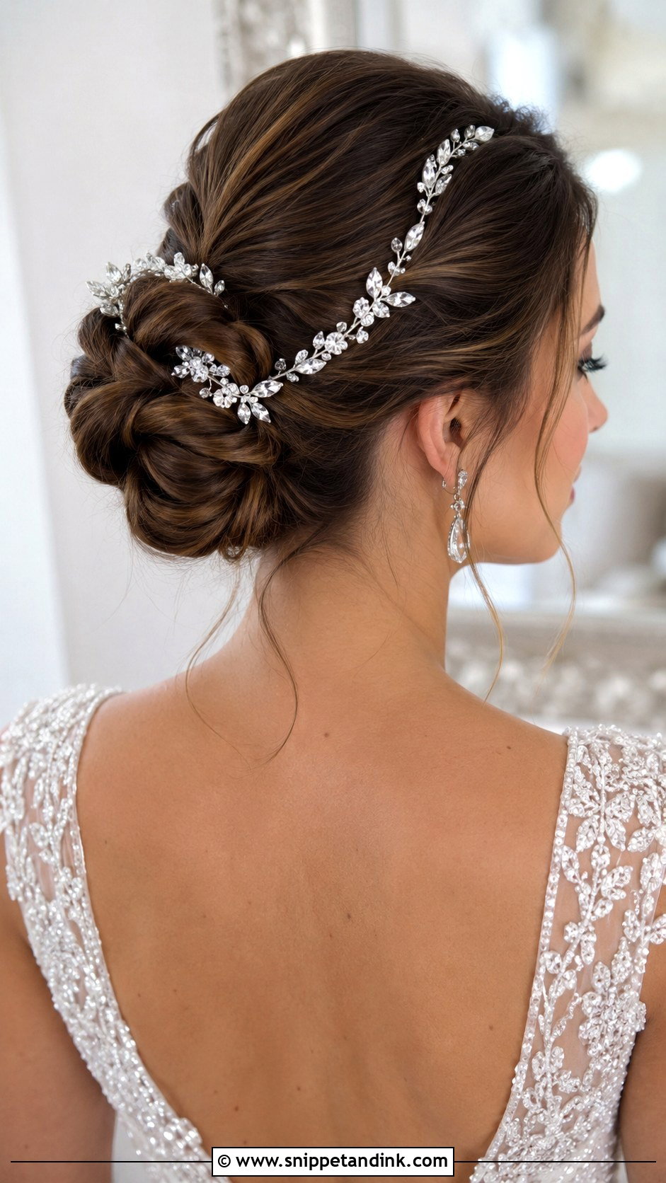 Accessorized Bun Wedding Updo - Snippet and Ink - 30 Wedding Hair Bun Ideas