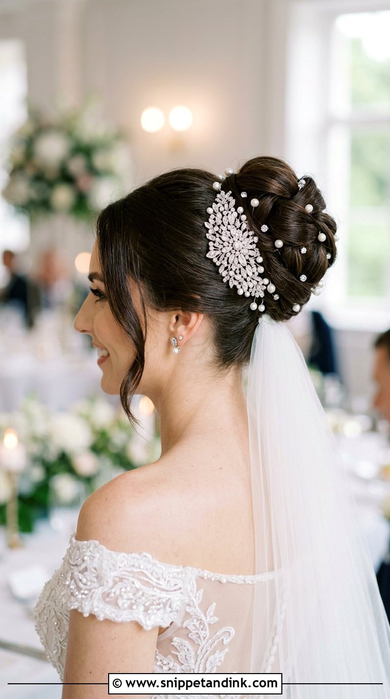 Accessorized Bun for Wedding - Snippet and Ink - 20 Bun Hairstyle for Wedding Ideas