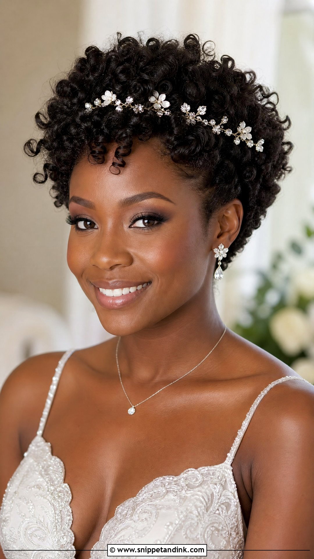 Accessorized Curly Pixie - Snippet and Ink - 20 Wedding Hair Short Length Ideas