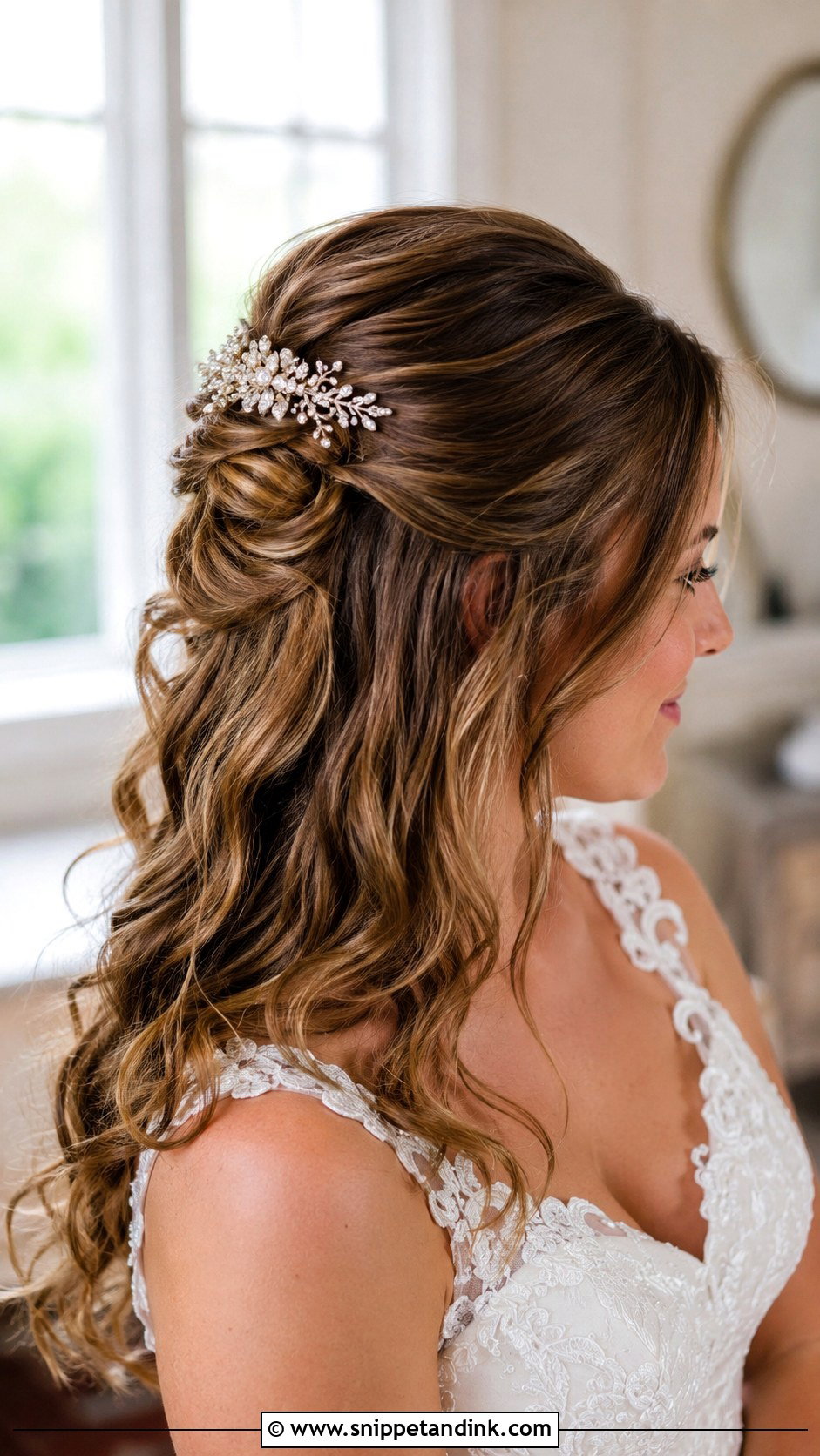 Accessorized Half Up - Snippet and Ink - 35 Bridal Hairstyle Ideas