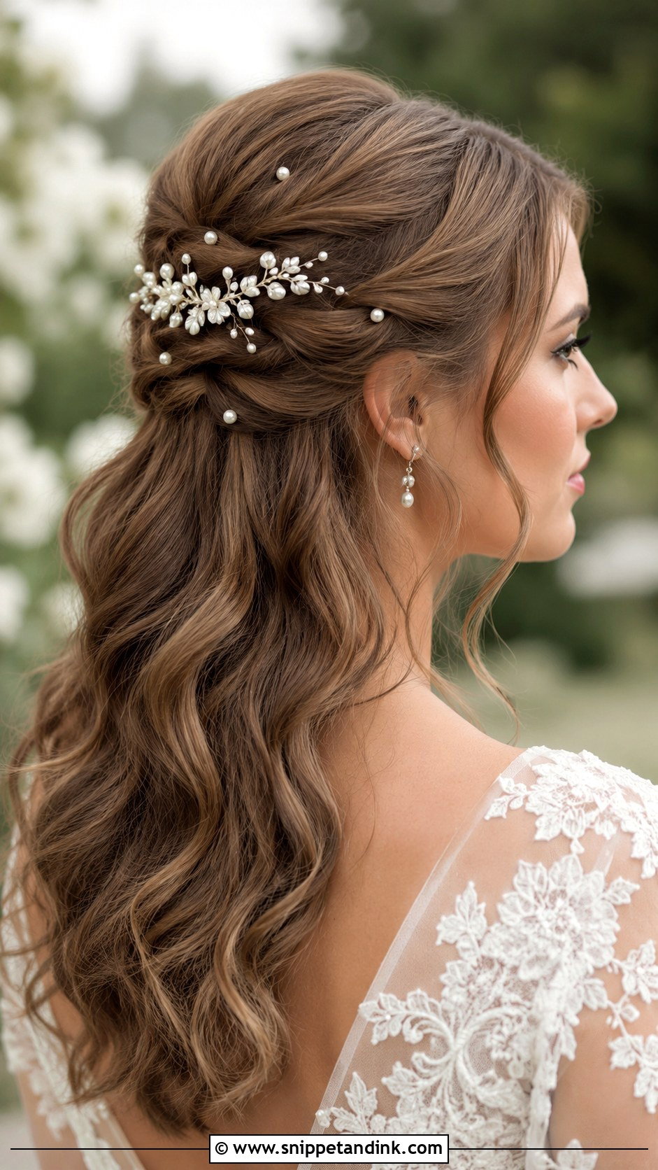 Accessorized Half Up Look - Snippet and Ink - 30 Wedding Hair Styles