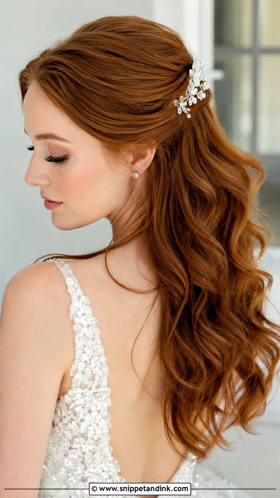 Accessorized Half Up Wedding Hair - Snippet and Ink - 25 Hairstyle for Marriage Ideas