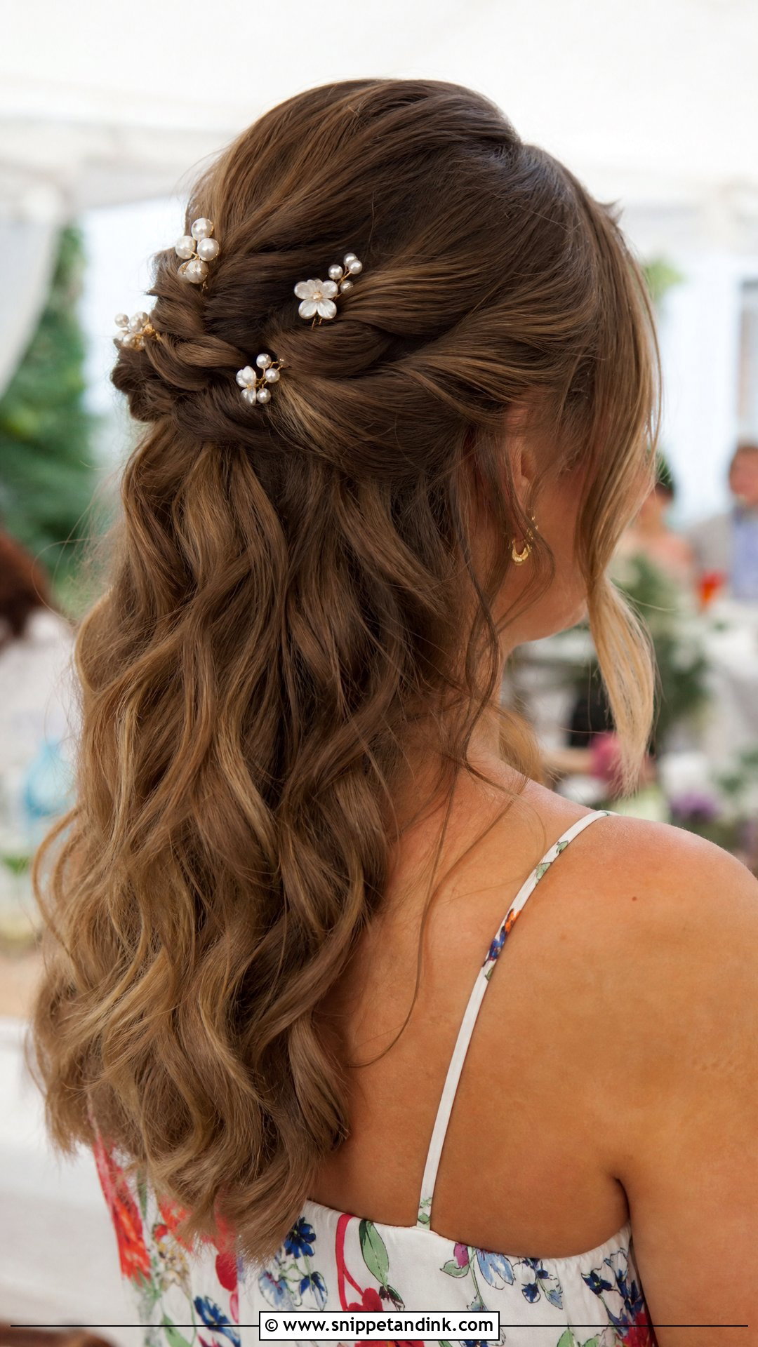 Accessorized Half Updo with Pins - Snippet and Ink - 20 Summer Wedding Hairstyles for Guests