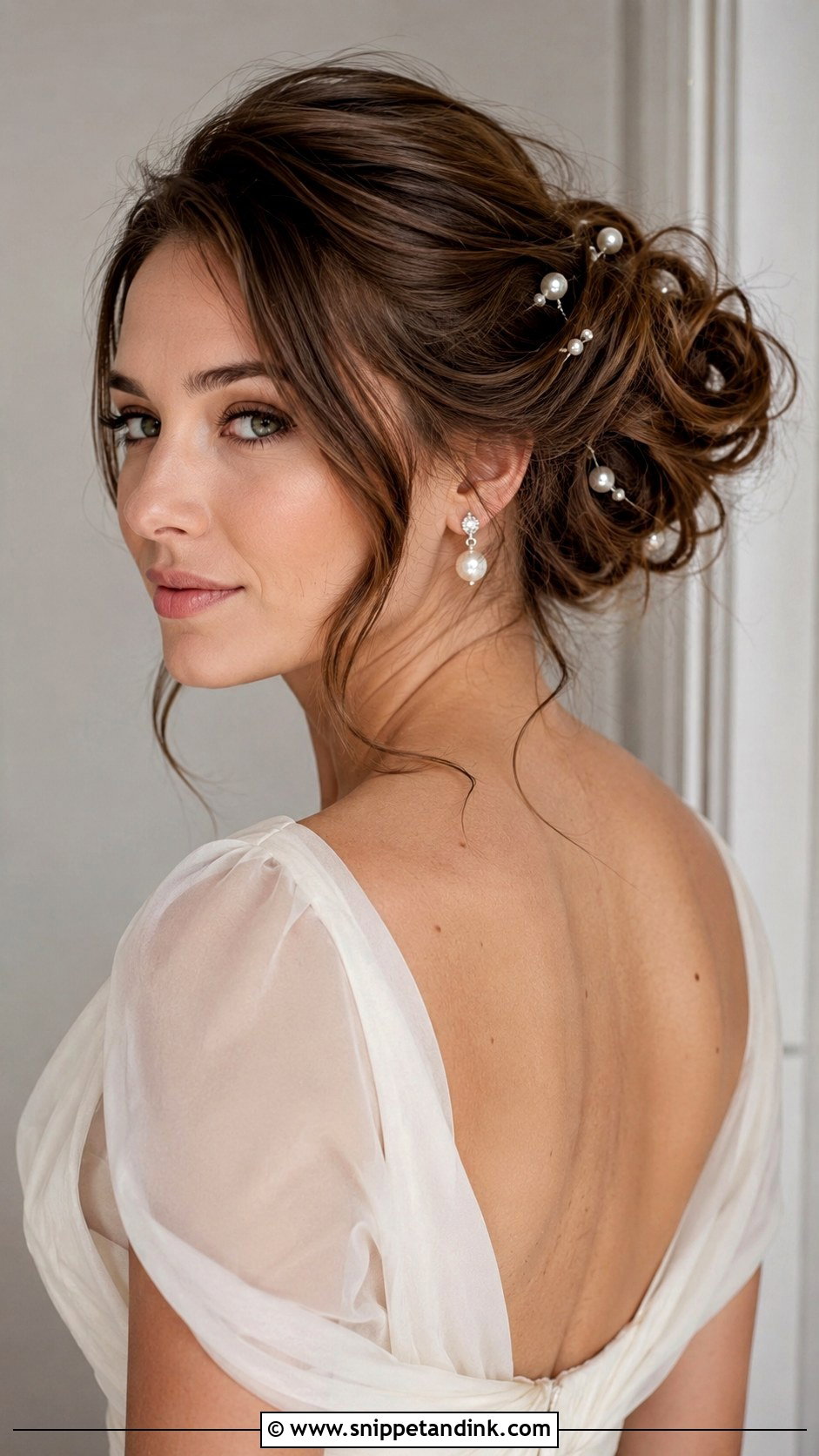 Accessorized Loose Updo With Pearls - Snippet and Ink - 25 Long Hair Wedding Hairstyles