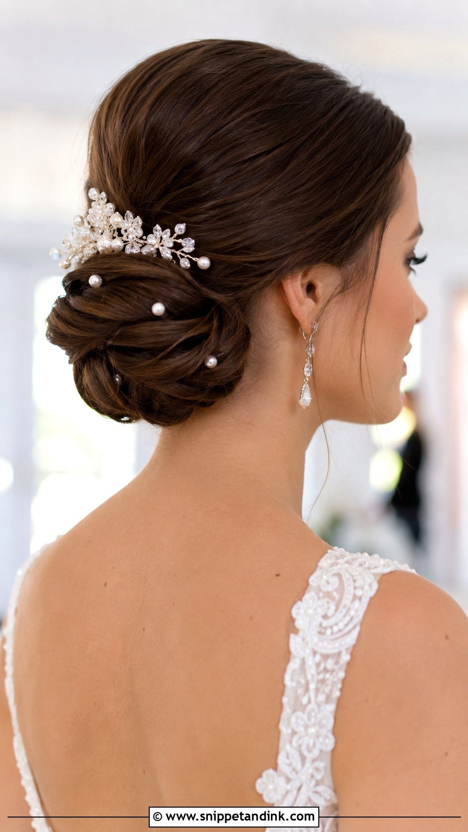 Accessorized Low Bun Wedding Hairstyle - Snippet and Ink - 35 Wedding Hairstyle Ideas