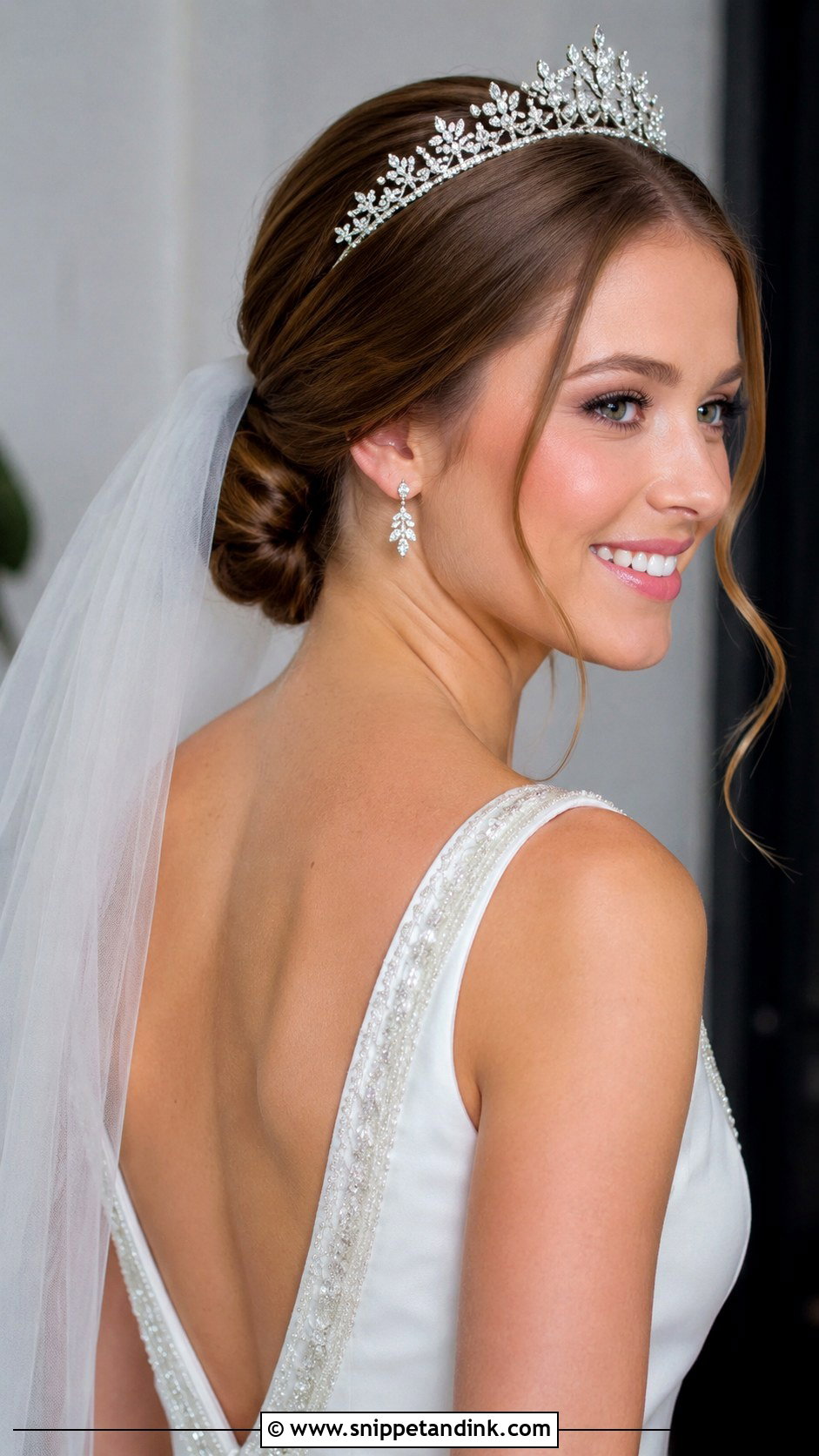 Accessorized Low Bun With Tiara - Snippet and Ink - 25 Christian Bridal Hairstyle Ideas