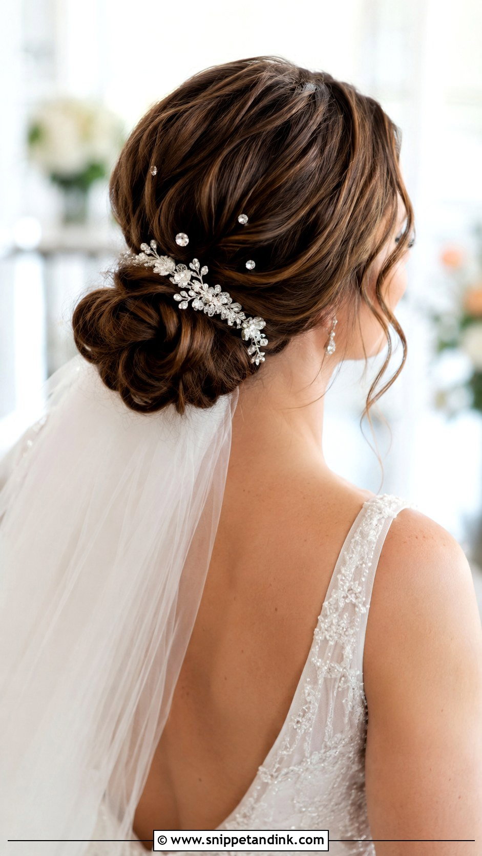Accessorized Low Chignon - Snippet and Ink - 30 Wedding Day Hair Ideas
