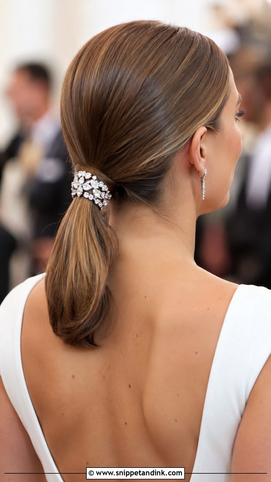 Accessorized Low Ponytail - Snippet and Ink - 30 Simple Hairstyles for Wedding